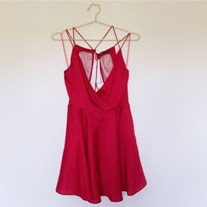 Zara SILKY POLKA DOT LACE UP MINI DRESS BLOGGERS FAV RED LARGE
